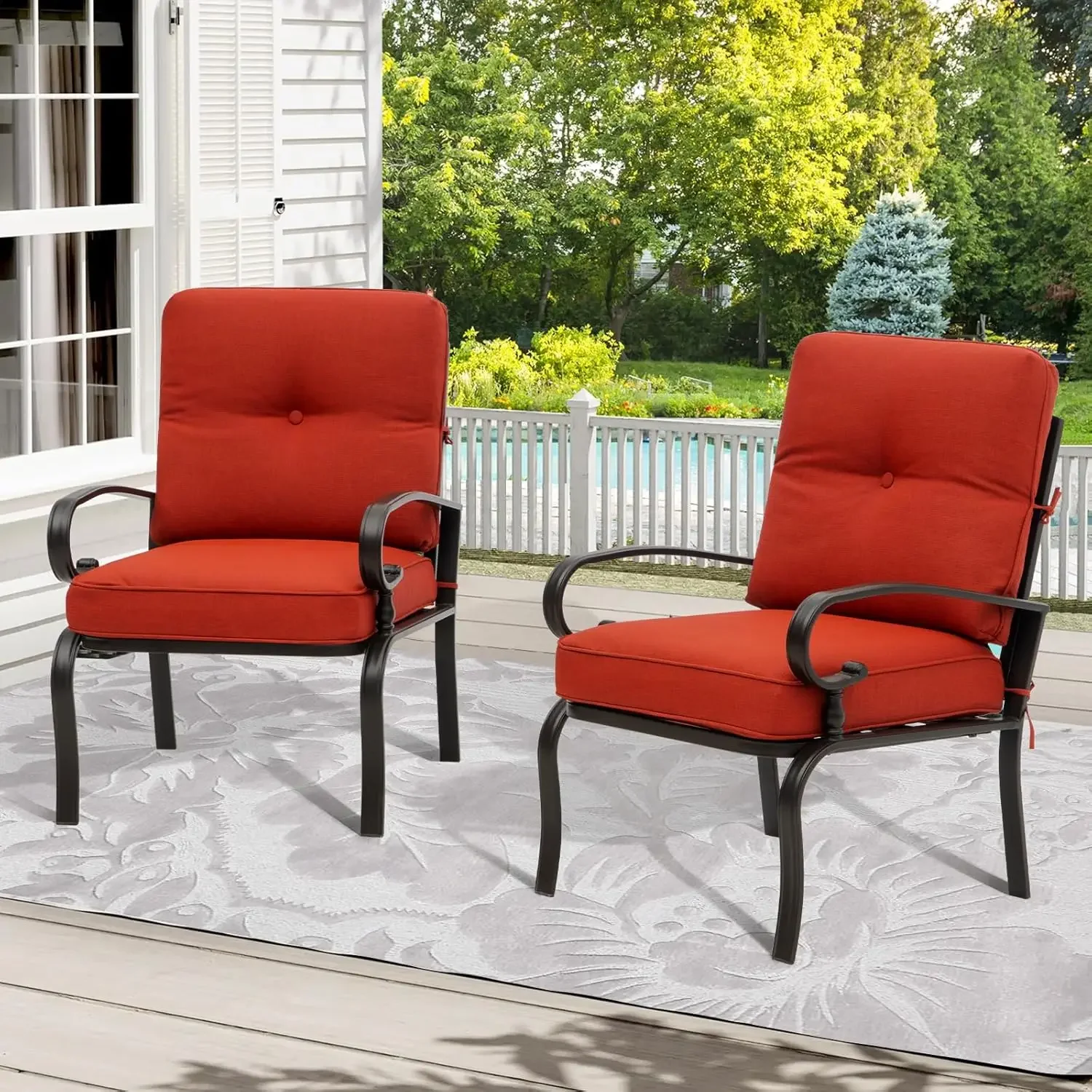 Outdoor Furniture Metal Chairs - Rode metalen bistrostoelen voor buiten, tuinmeubilair,
